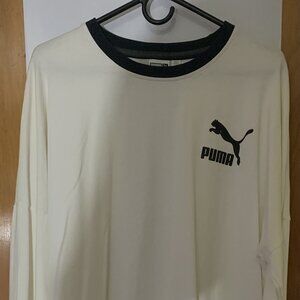 Puma Men's Logo Graphic Long Sleeve T-Shirt XL White/Black